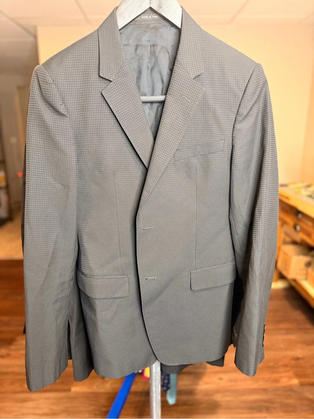 Emporio Armani David Line Black Micro-Pattern Blazer — Made in Italy - Sz.42